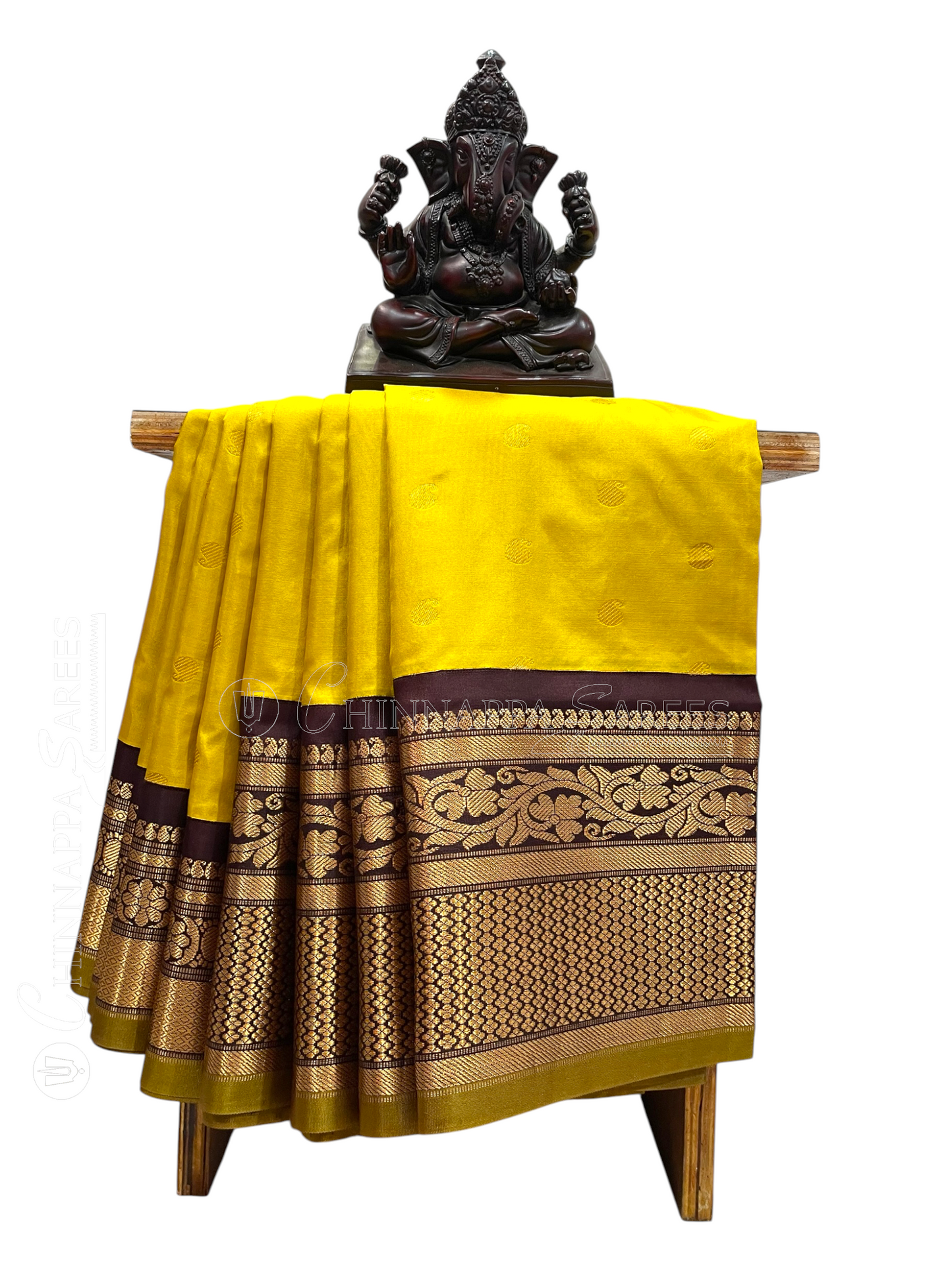 Gadwal Big Border Mustard Pure Silk Sarees
