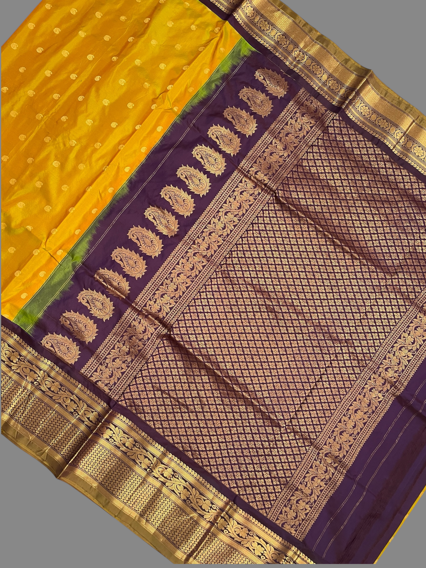 Gadwal Big Border Golden Pure Silk Sarees