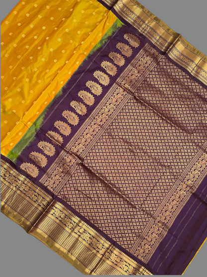 Gadwal Big Border Golden Pure Silk Sarees