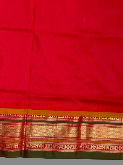 Kanchi  Light Green Stripes Butta Pure Silk Sarees