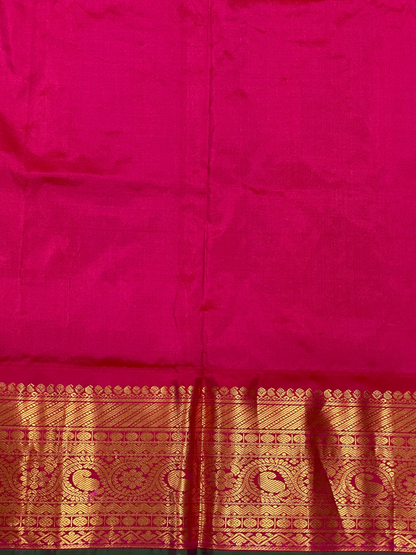 Gadwal Flower Butta Border  Yellow Pure Silk Sarees