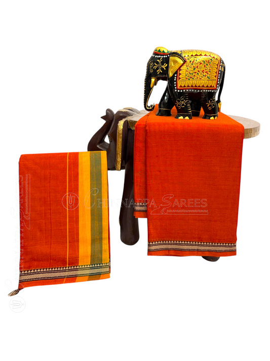 Orange Cotton Dress Material CS110