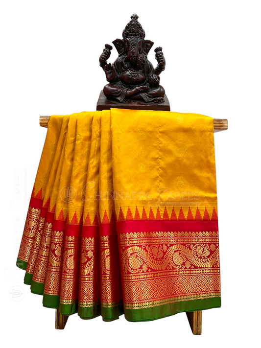 Shilpi  Border Yellow Pure Silk Saree