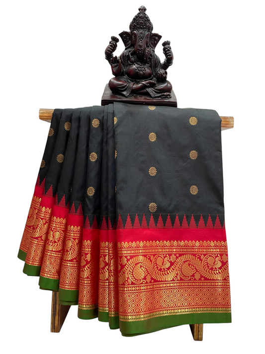 Shilpi  Border Black Pure Silk Saree
