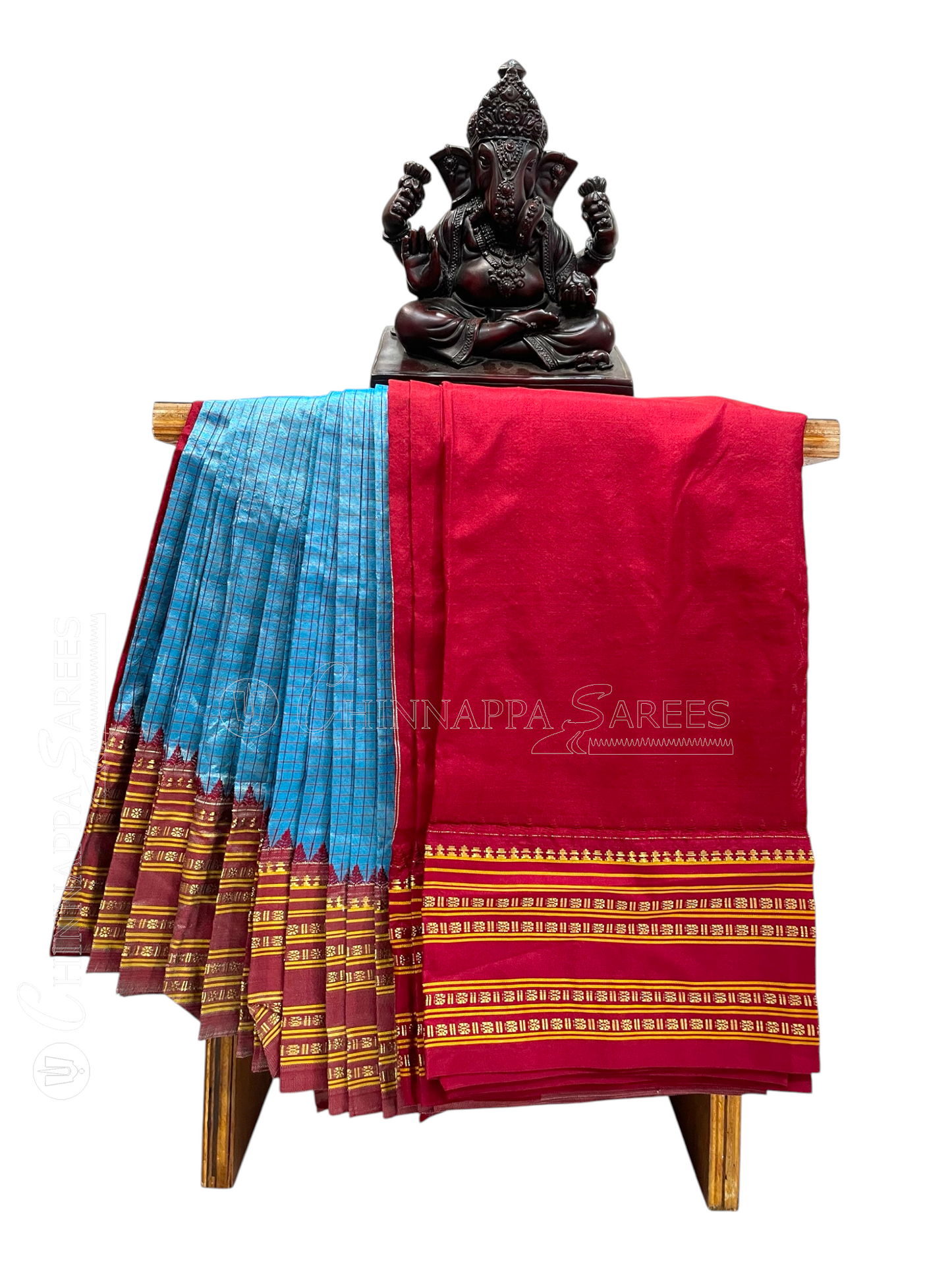 Narayanpet Checks  Very Light Blue Pure Silk Sarees