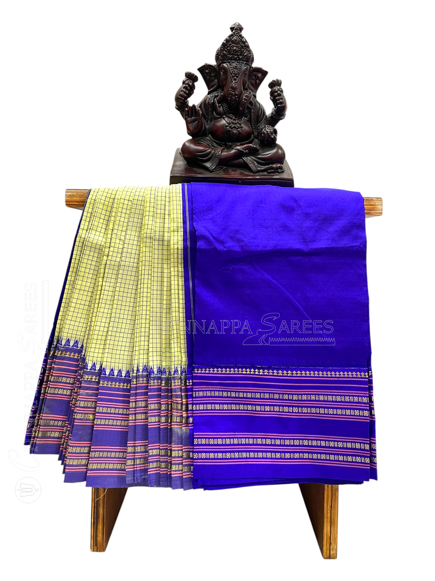 Narayanpet Checks Light Green Pure Silk Saree