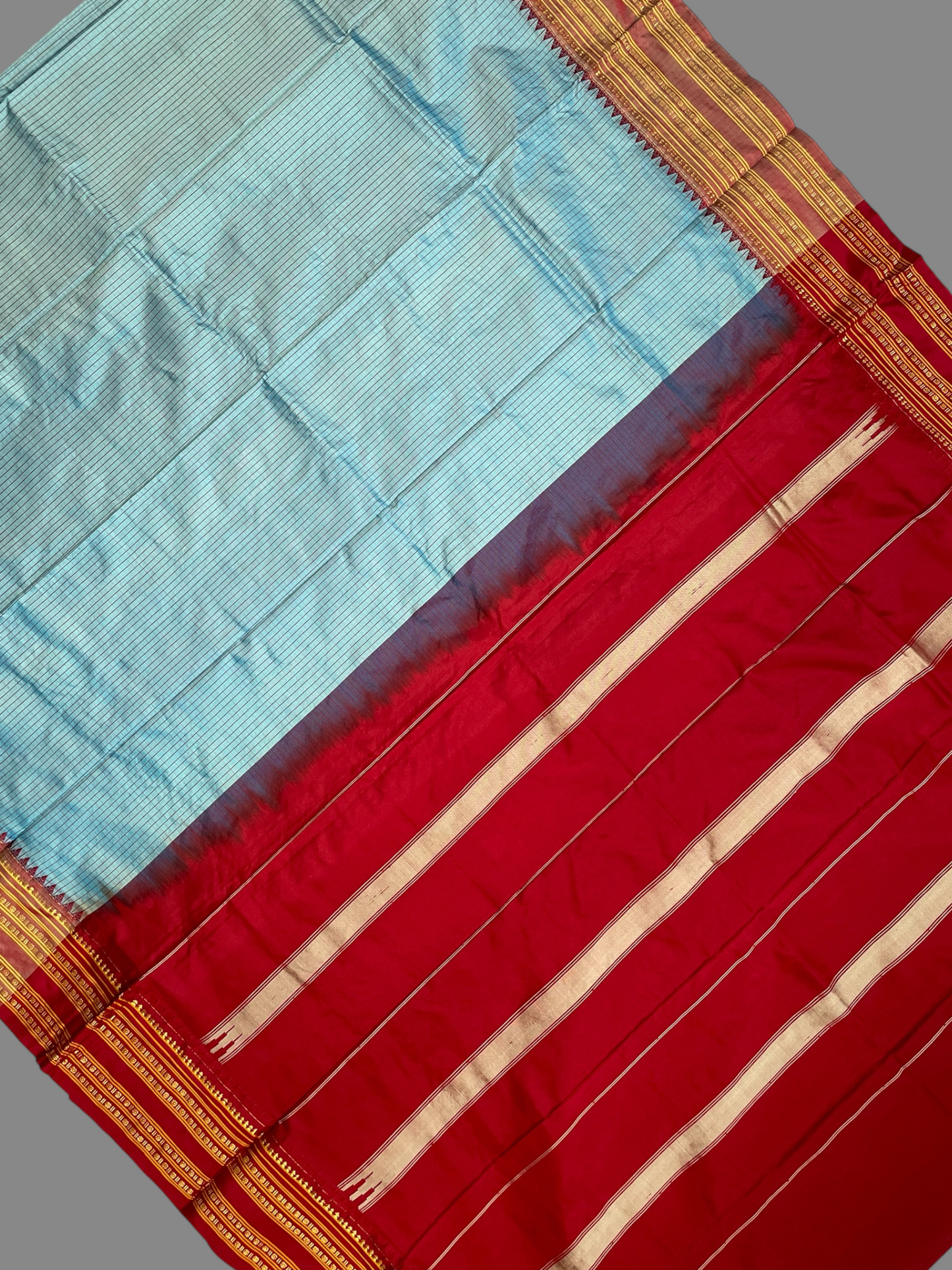 Narayanpet Checks  Very Light Blue Pure Silk Sarees