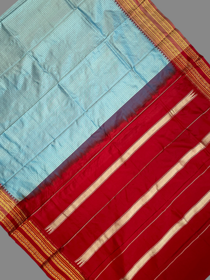 Narayanpet Checks  Very Light Blue Pure Silk Sarees
