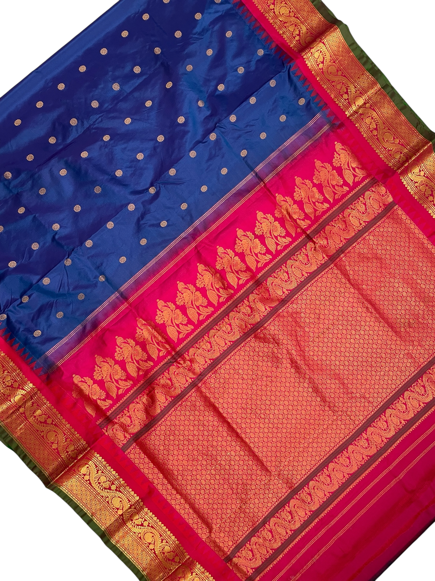 Shilpi Border Peacock Blue Pure Silk Saree