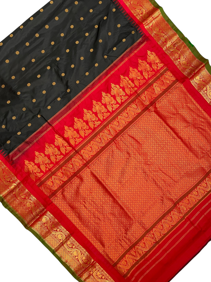 Shilpi  Border Black Pure Silk Saree