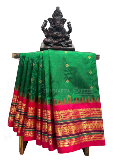 Varsha Border Green Pure Silk Saree