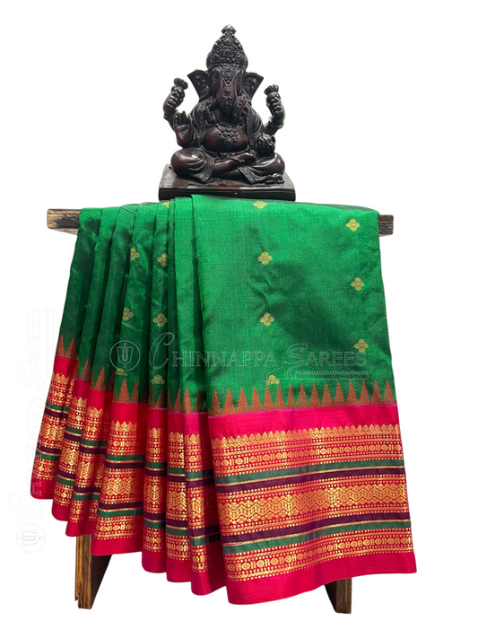 Varsha Border Green Pure Silk Saree