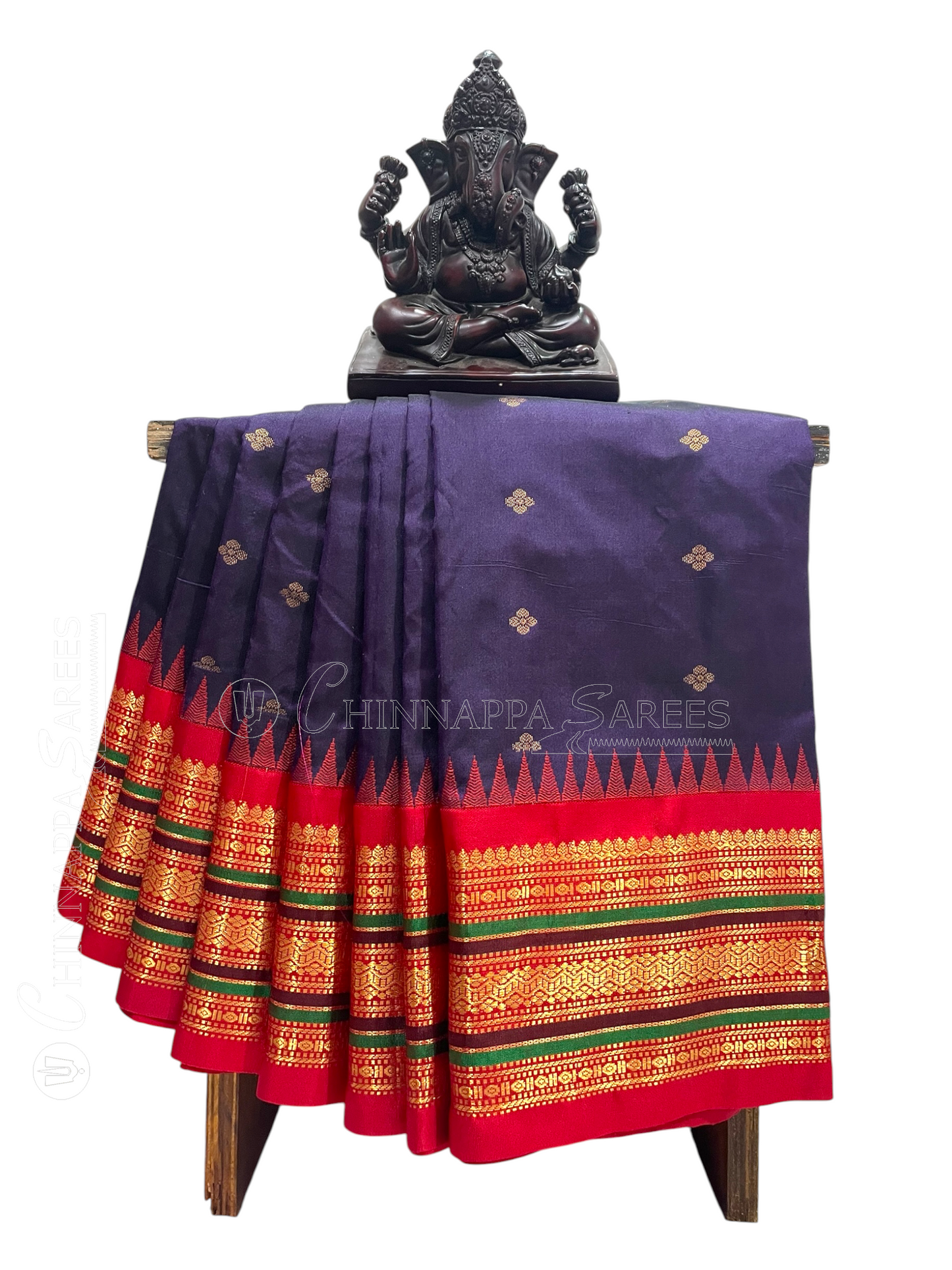 Varsha Border Navy Blue Pure Silk Saree