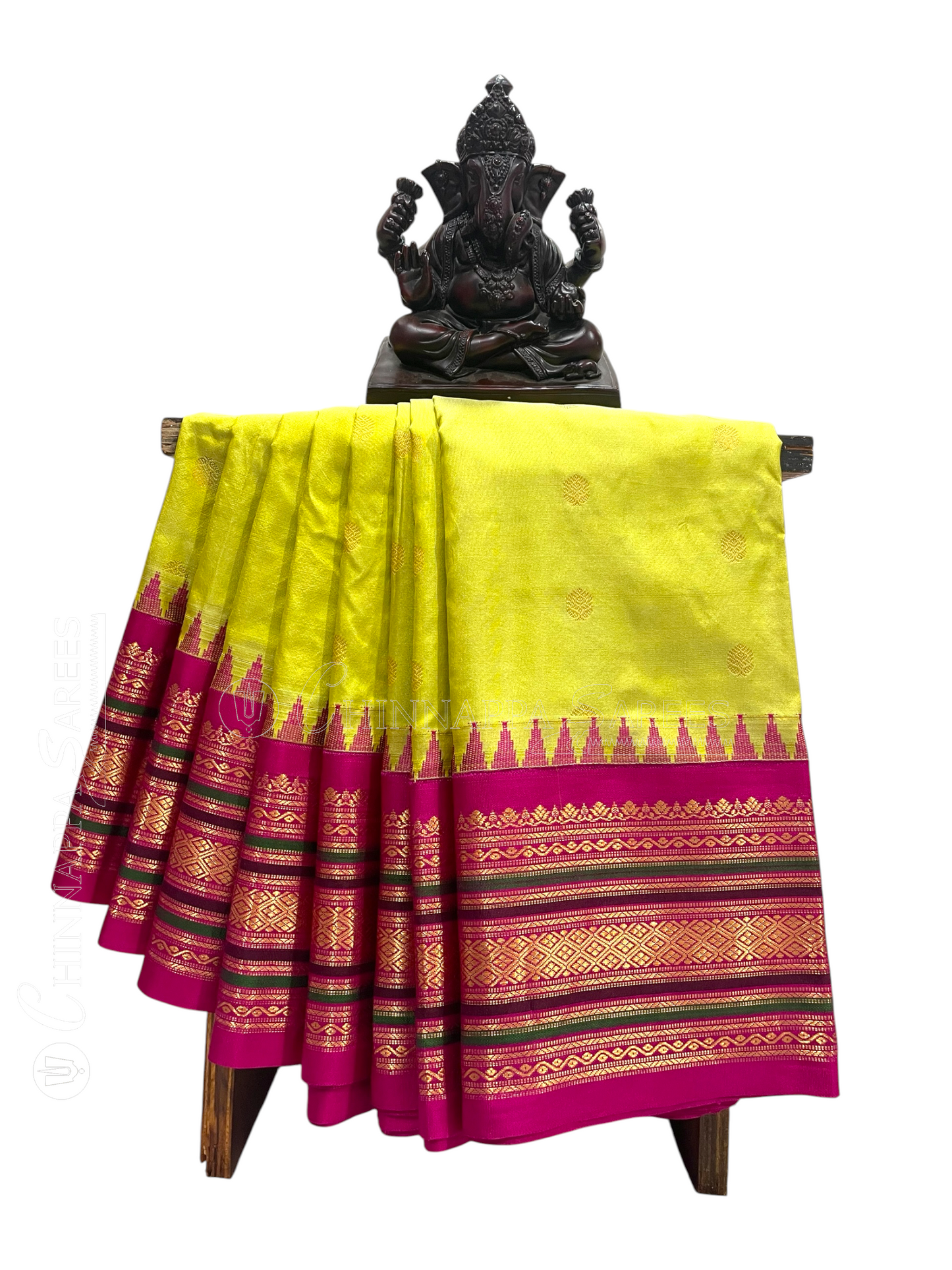 Varsha Border Lemon Yellow Pure Silk Saree