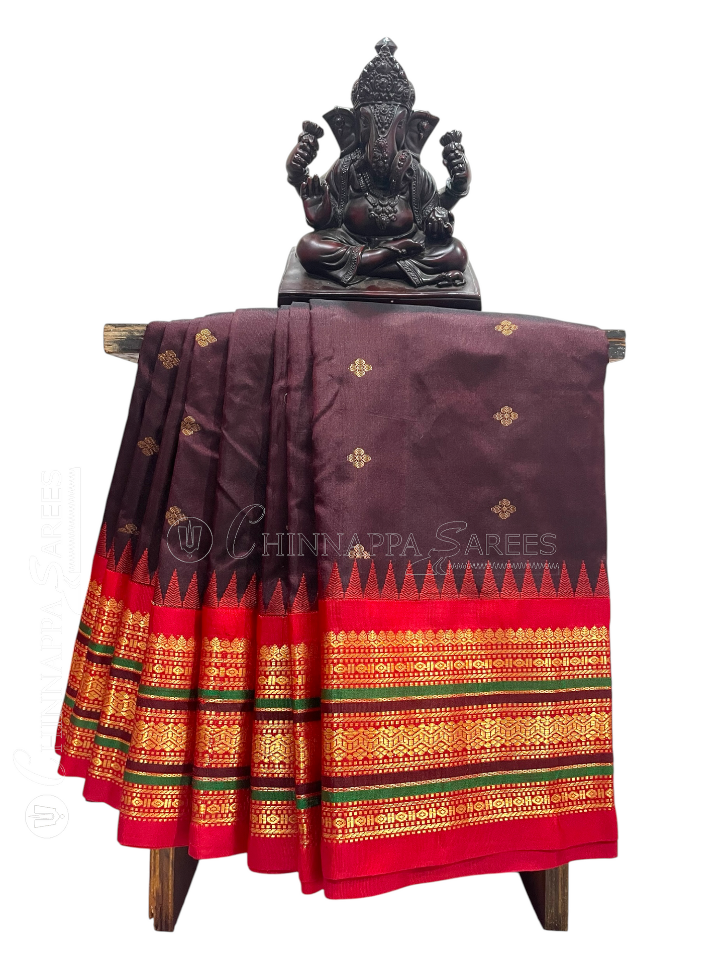Varsha Border Dark Maroon Pure Silk Saree