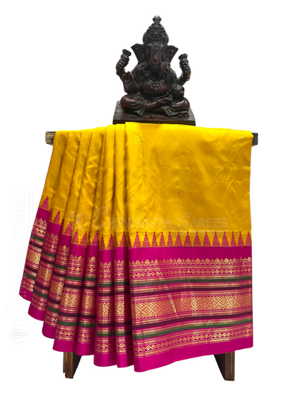Varsha Border yellow Pure Silk Saree