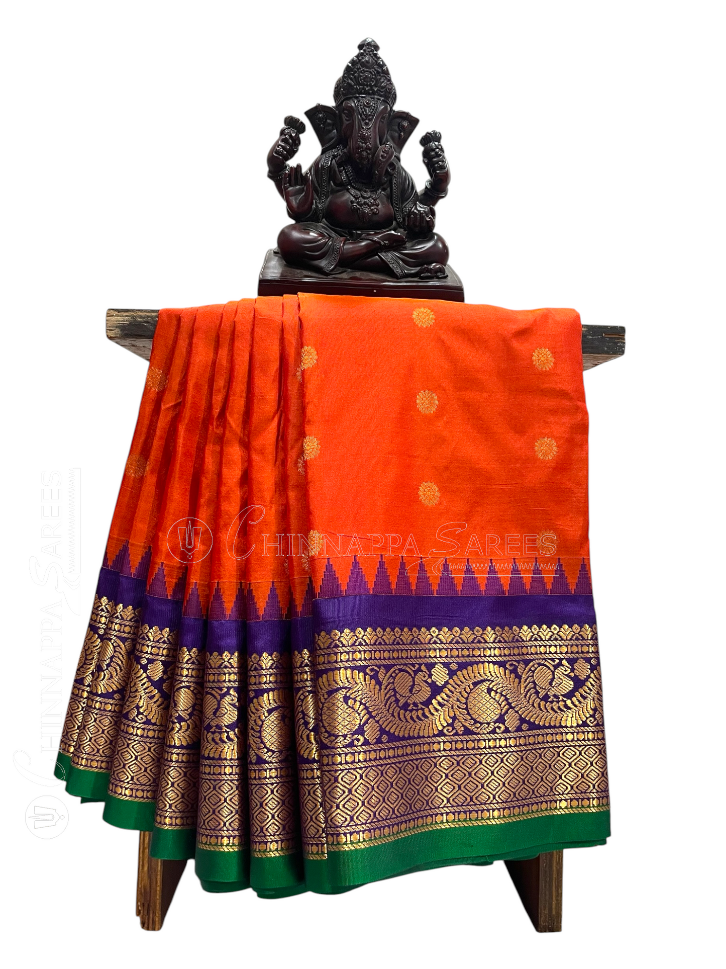 Shilpi Border Tomato Red Pure Silk Saree