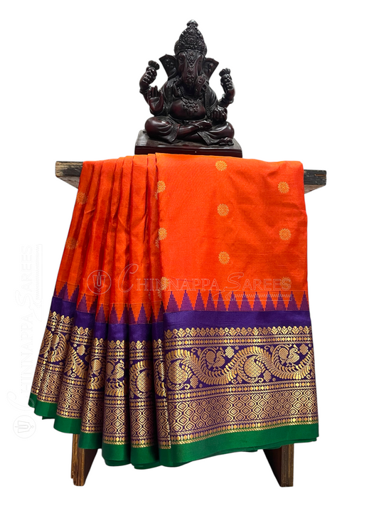 Shilpi Border Tomato Red Pure Silk Saree