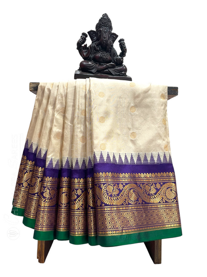 Shilpi Border Walnet Cream Pure Silk Saree