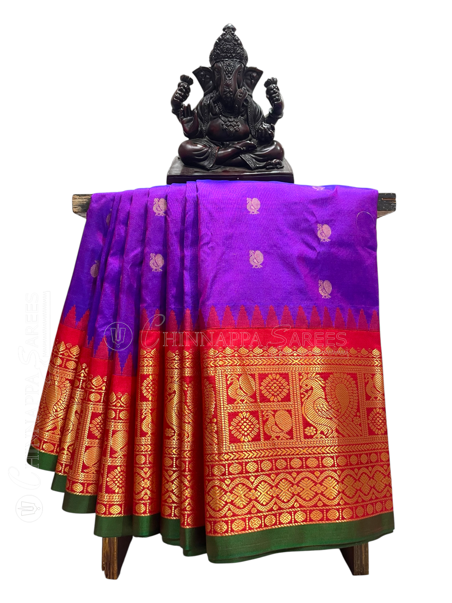 Gadwal Peacock Border Magenda Silk Saree