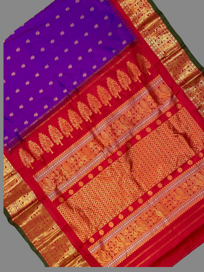 Gadwal Peacock Border Magenda Silk Saree