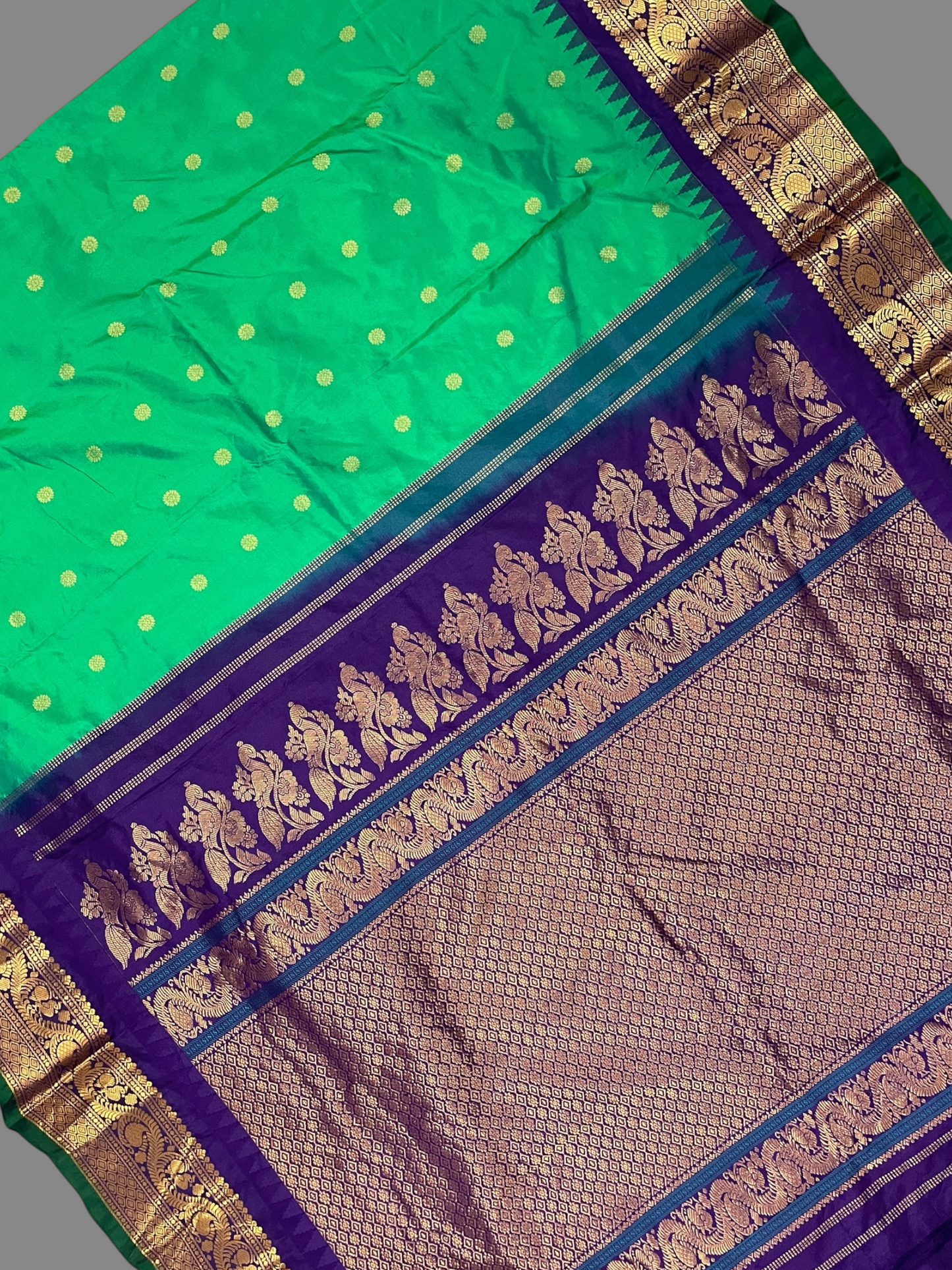 Shilpi  Border Rama Green  Pure Silk Saree