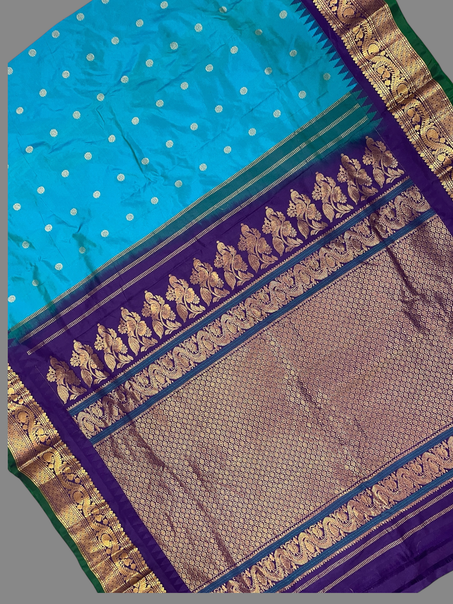 Shilpi  Border Rama Blue Green Pure Silk Saree