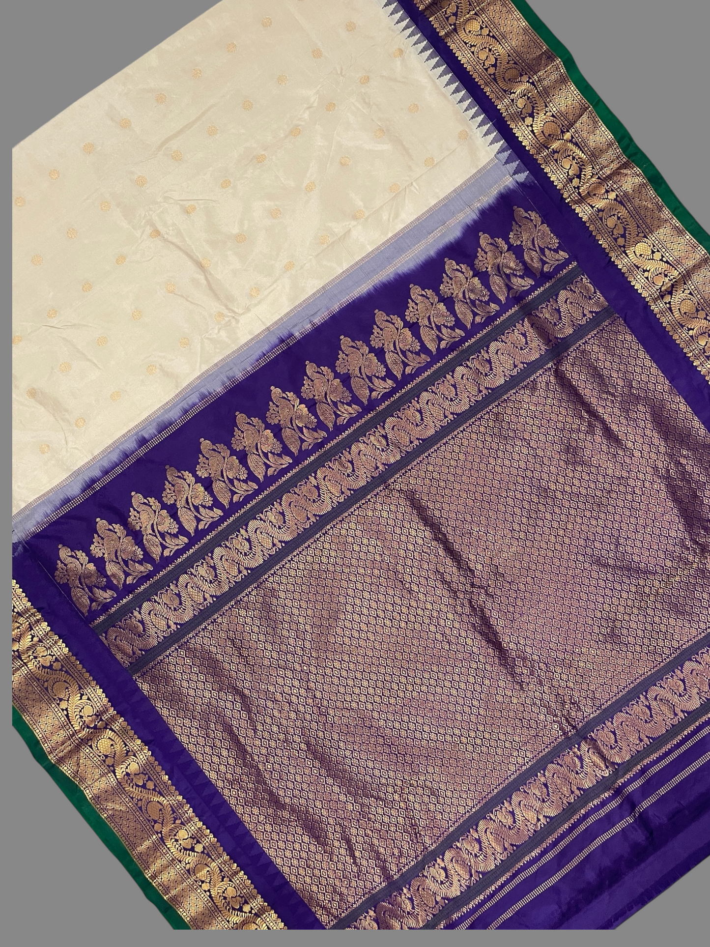 Shilpi Border Walnet Cream Pure Silk Saree