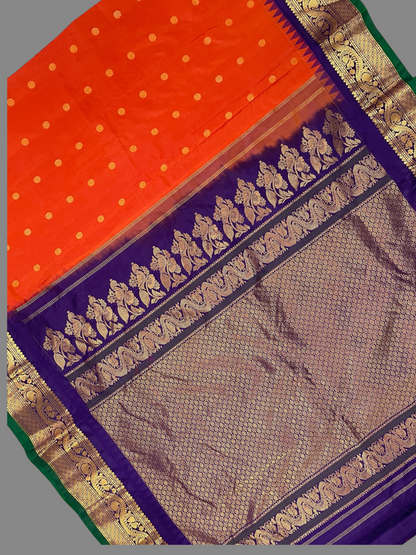 Shilpi Border Tomato Red Pure Silk Saree