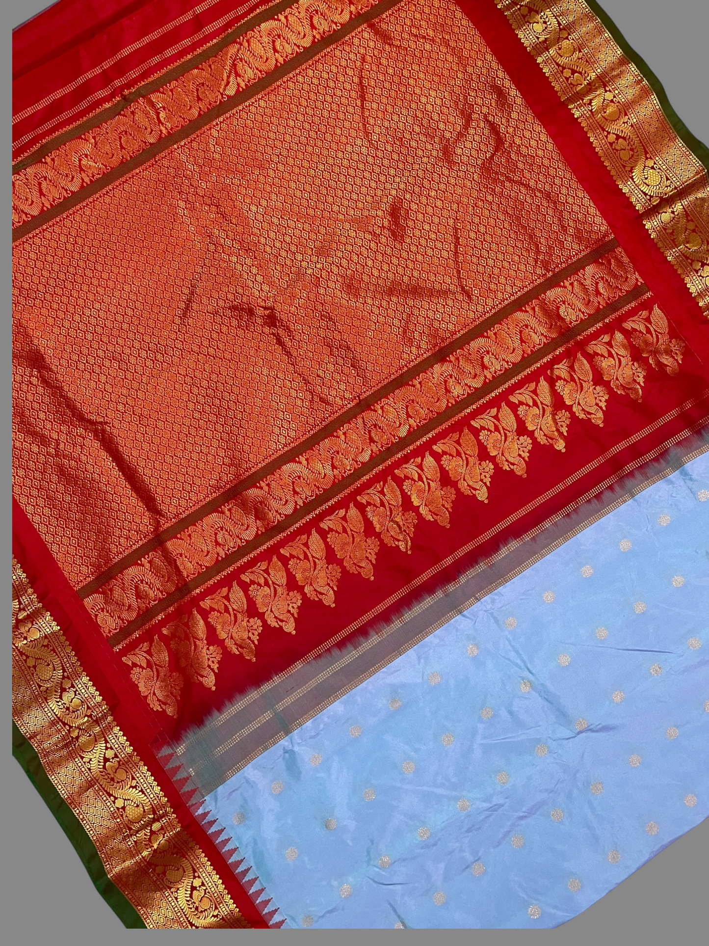 Shilpi  Border Sea Blue  Pure Silk Saree
