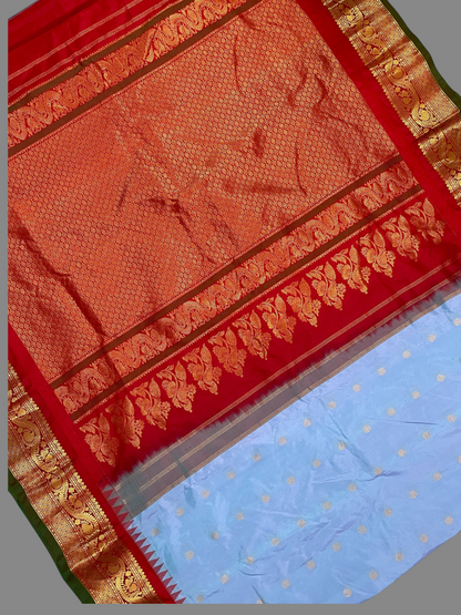 Shilpi  Border Sea Blue  Pure Silk Saree