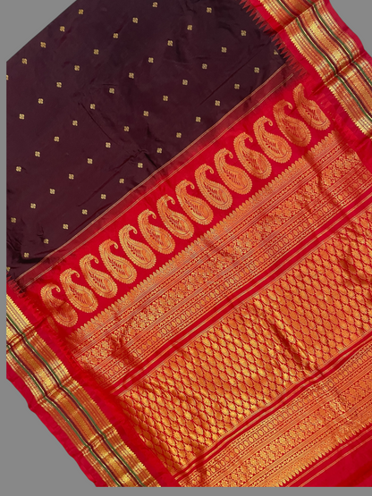Varsha Border Dark Maroon Pure Silk Saree