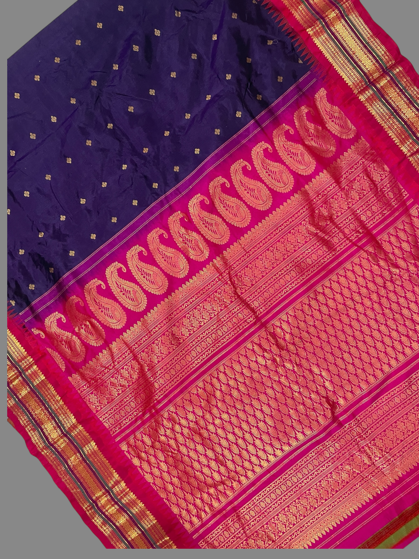 Varsha Border Navy Blue Pure Silk Saree