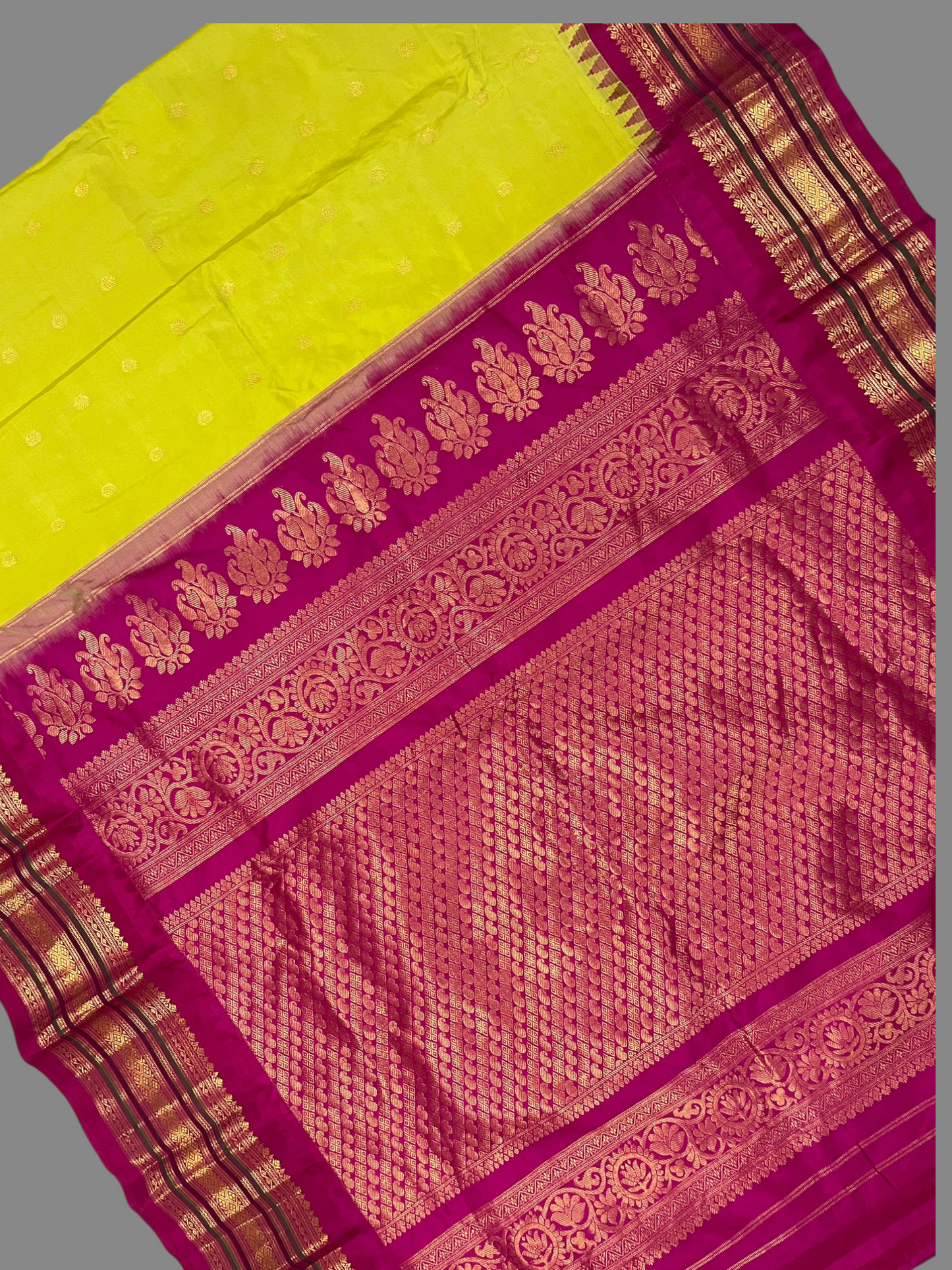 Varsha Border Lemon Yellow Pure Silk Saree