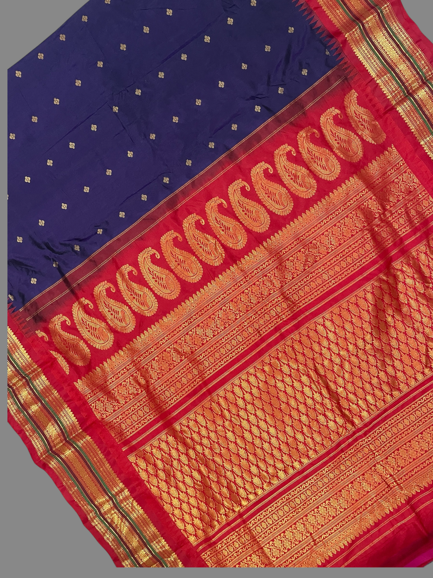 Varsha Border Navy Blue Pure Silk Saree