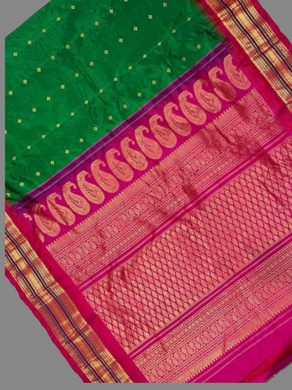 Varsha Border Green Pure Silk Saree