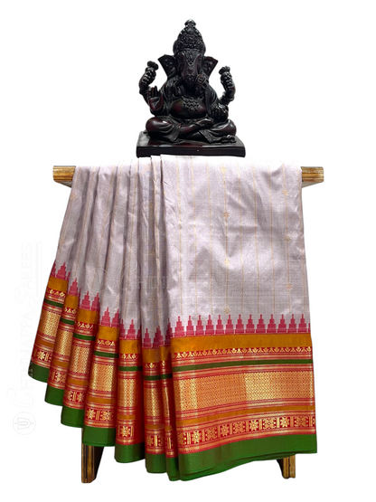 Kanchi Light Lavender Stripes Butta Pure Silk Sarees