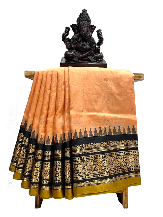 Kanchi Ivory Stripes Butta Pure Silk Sarees
