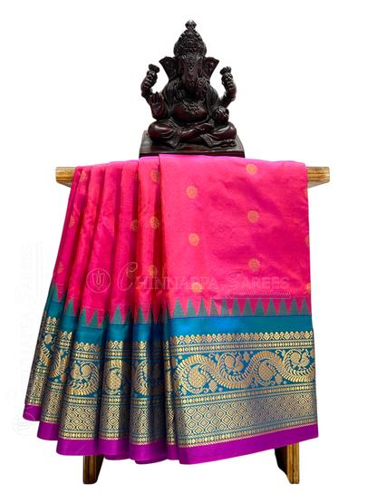 Shilpi Border Rose Pink Pure Silk Saree