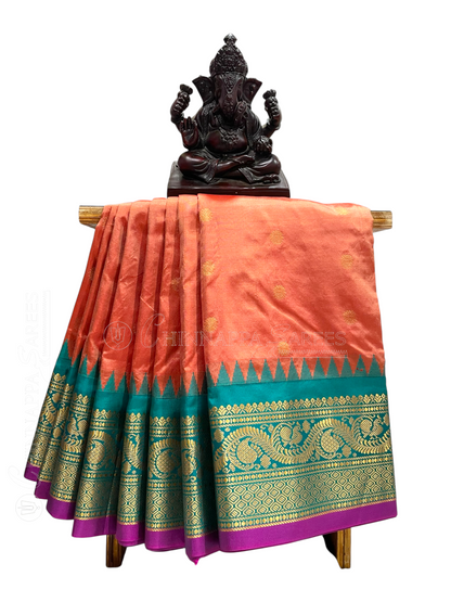 Shilpi  Border Peach Pink Pure Silk Saree