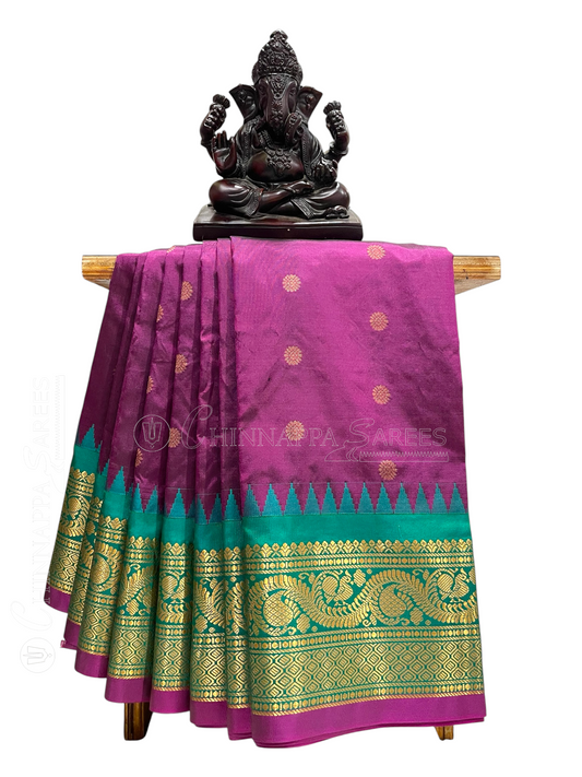 Shilpi Border Magenta Pure Silk Saree