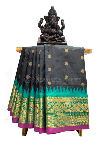 Shilpi  Border Black Pure Silk Saree