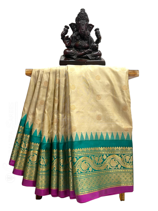 Shilpi Border Half White Pure Silk Saree