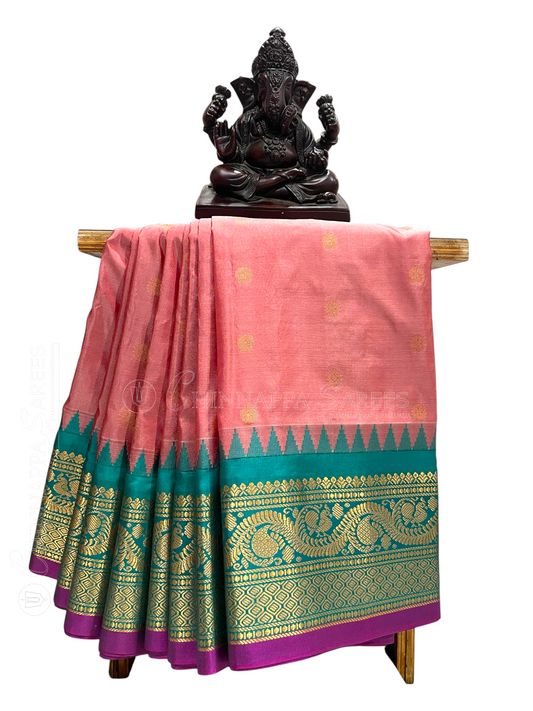 Shilpi Border Baby Pink Pure Silk Saree