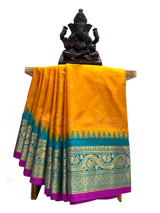 Shilpi  Border Sunflower Yellow  Pure Silk Saree