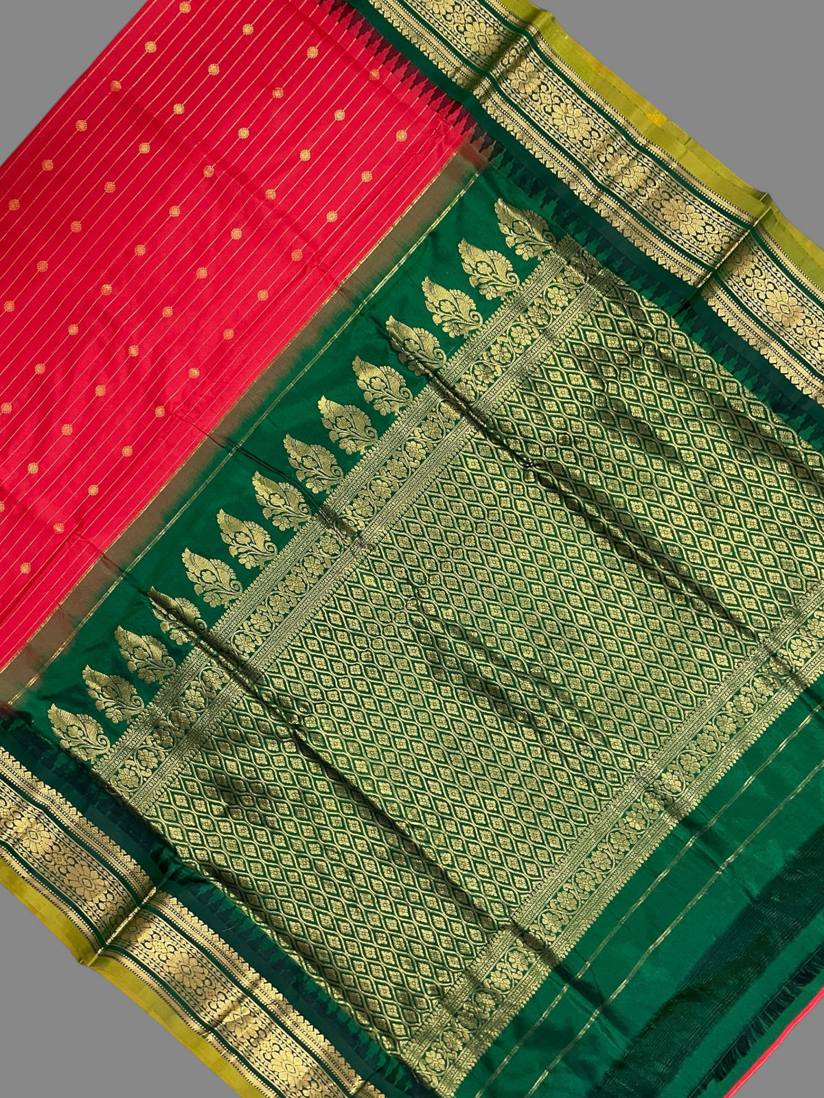 Kanchi Red Stripes Butta Pure Silk Sarees
