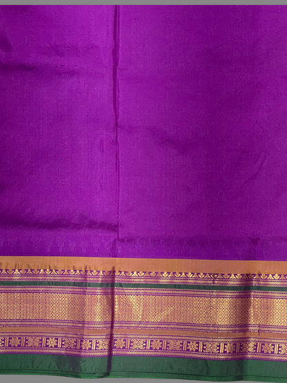 Kanchi Peach Stripes Butta Pure Silk Sarees