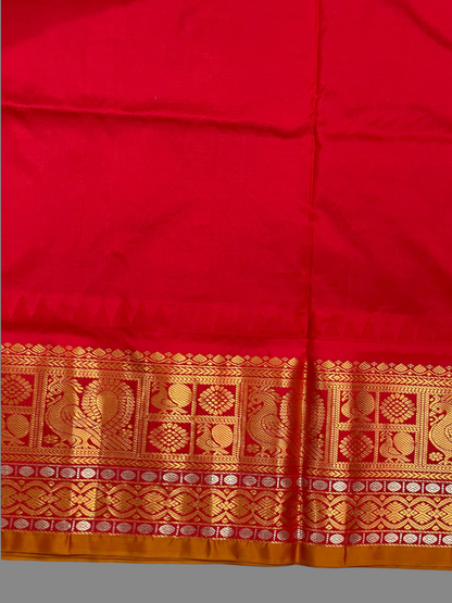 Gadwal Peacock Border Peacock Blue Silk Saree