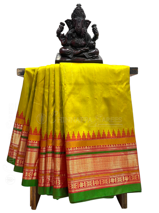 Kanchi Light Green Stripes Butta Pure Silk Sarees