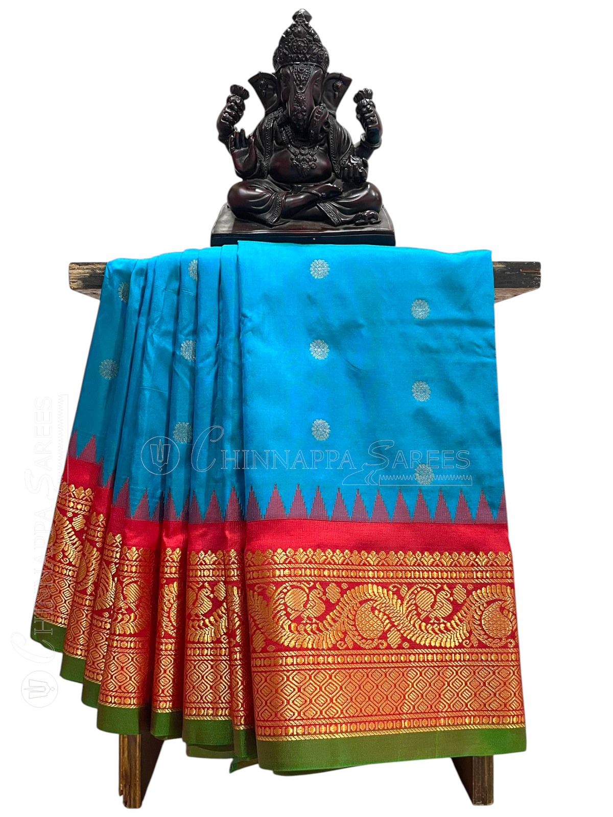 Shilpi  Border Sky Blue Pure Silk Saree